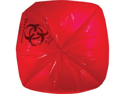 Heritage 30 Gal. Biohazard Liners, Red, 43"L x 30"W, 200/Carton (A6043PR)