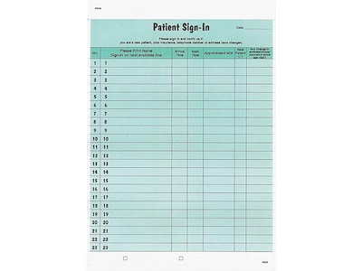 Tabbies 3-Part Patient Sign-in Label Forms, 125/Pack (14532)