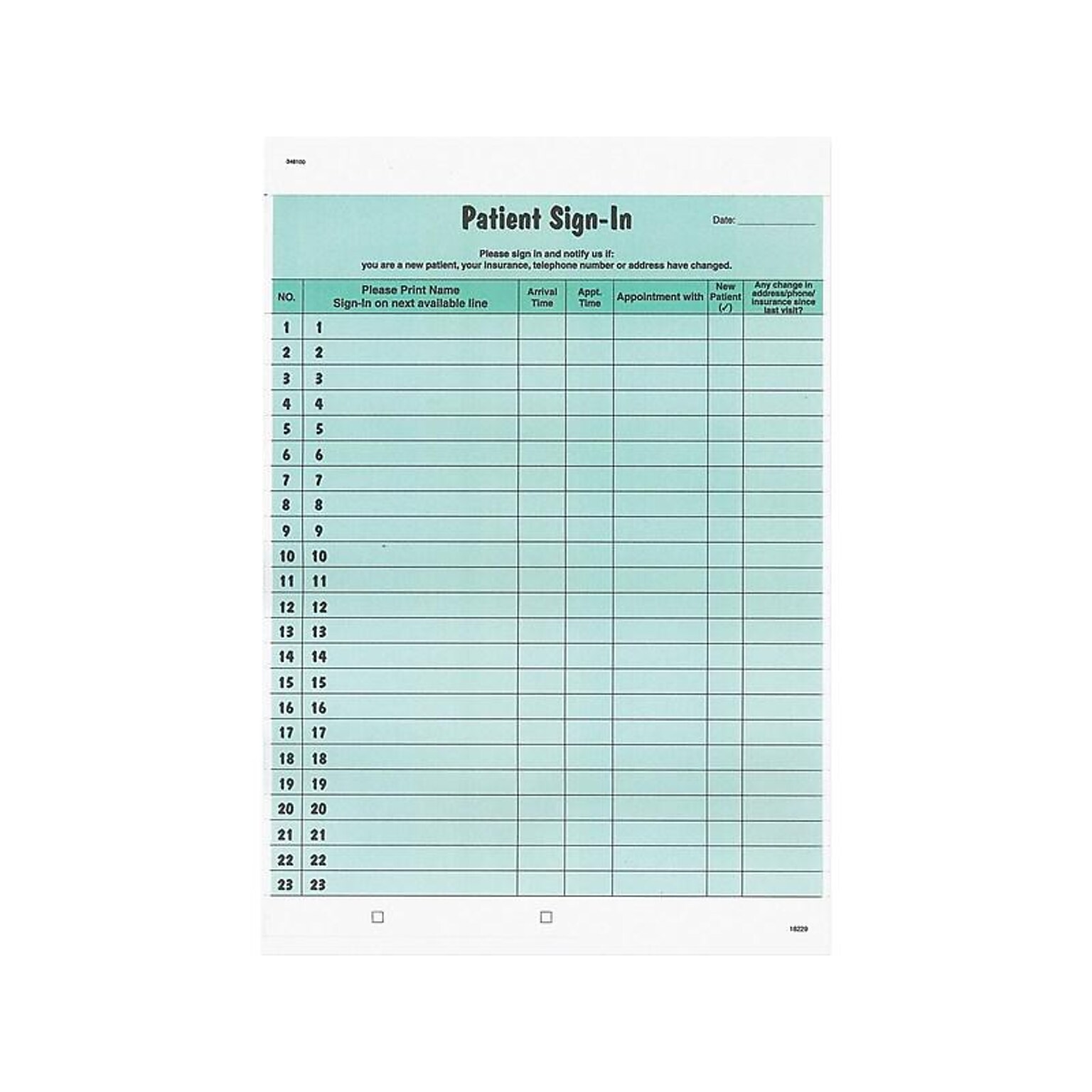 Tabbies 3-Part Patient Sign-in Label Forms, 125/Pack (14532)