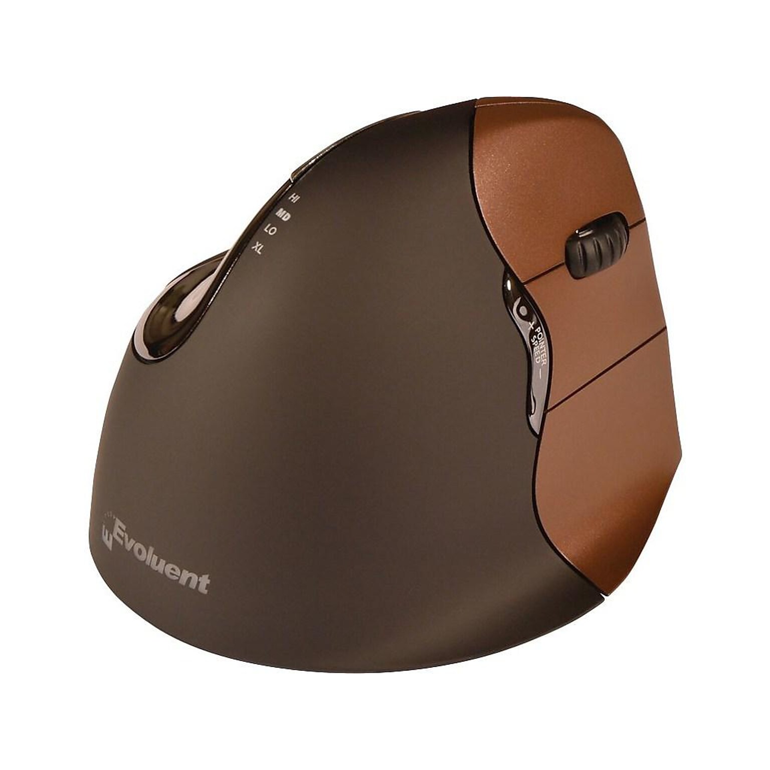 Evoluent VerticalMouse 4 VM4SW Wireless Optical Mouse, Black/Brown