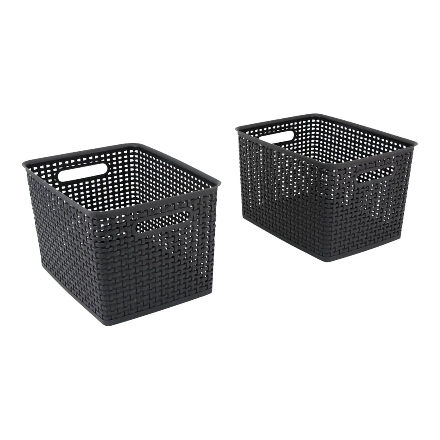 Advantus Large Weave Plastic Bin, Black, 2/Pack (AVT40328)