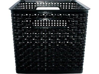 Advantus Large Weave Plastic Bin, Black, 2/Pack (AVT40328)