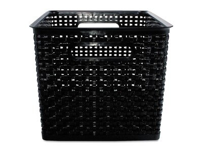 Advantus Large Weave Plastic Bin, Black, 2/Pack (AVT40328)