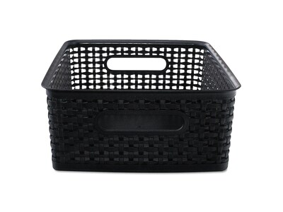 Advantus Weave Plastic Bin, Black, 2/Pack