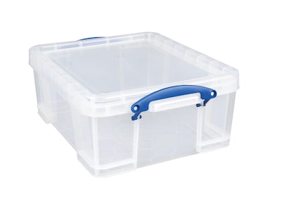 Really Useful Box 17 Liter Snap Lid Storage Bin, Clear, 4/Pack (17LC-PK4C)