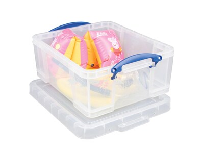 Really Useful Box 17 Liter Snap Lid Storage Bin, Clear, 4/Pack (17LC-PK4C)