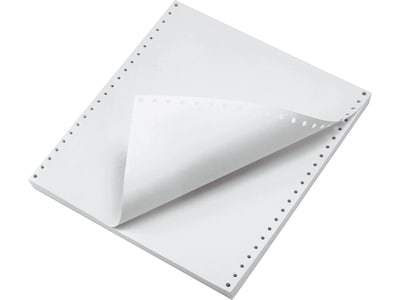 White Continuous Form Paper, 1-Part, 18 lb., 9-1/2x11", 2,500/Box, Recycled