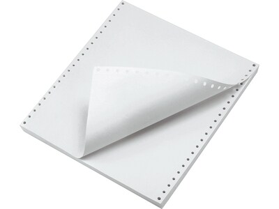 White Continuous Form Paper, 1-Part, 18 lb., 9-1/2x11, 2,500/Box, Recycled