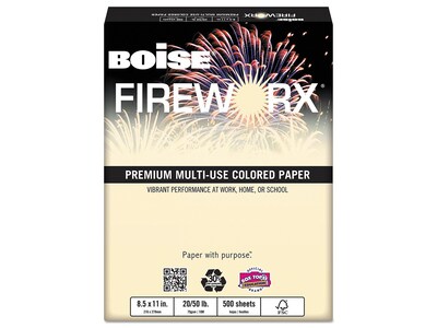 Boise FIREWORX Premium Multipurpose Paper, 20 lbs., 8.5 x 11, Flashing Ivory, 500/Ream (MP-2201-IY)