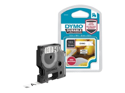 DYMO D1 Durable 1978364 Label Maker Tape, 0.5W, Black On White