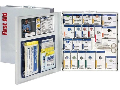 First Aid Only SmartCompliance Office Cabinet, ANSI Class A/ANSI 2021, 50 People, 202 Pieces, White, Kit (746004-021)