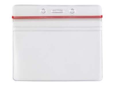 IDville ID Badge Holders, Clear/Red, 50/Pack (134523531)