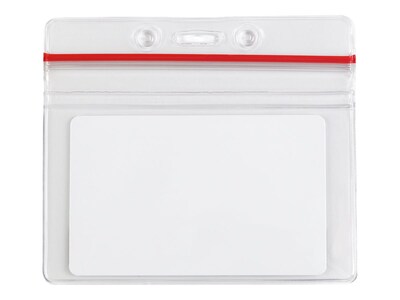IDville ID Badge Holders, Clear/Red, 50/Pack (134523531)