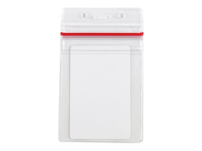 IDville ID Badge Holders, Clear/Red, 50/Pack (134523431)