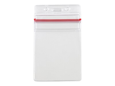 IDville ID Badge Holders, Clear/Red, 50/Pack (134523431)