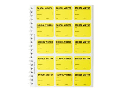 IDville Visitor Pass Sticker Name Tags/Labels, Bright Yellow, 225/Box (134678331)