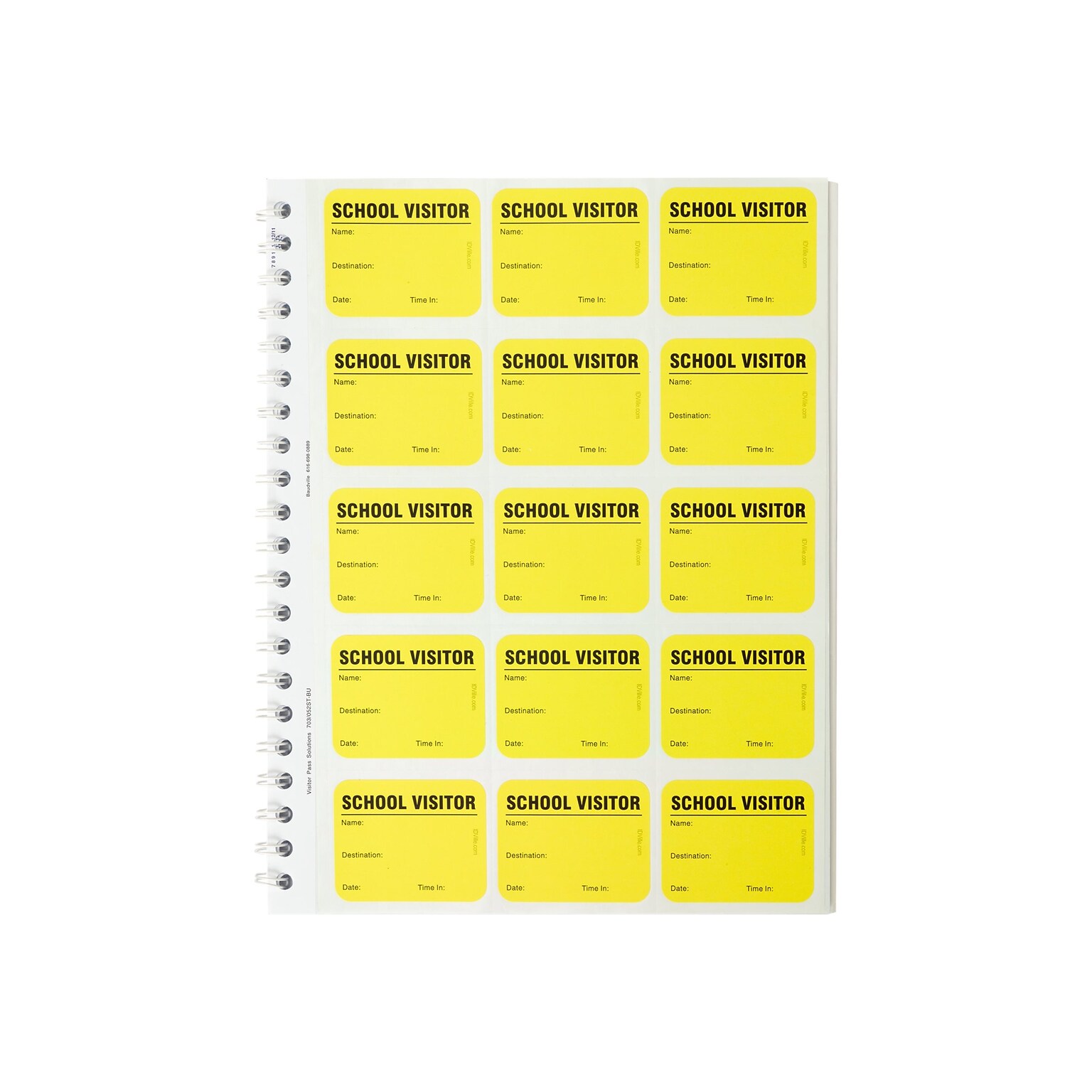 IDville Visitor Pass Sticker Name Tags/Labels, Bright Yellow, 225/Box (134678331)