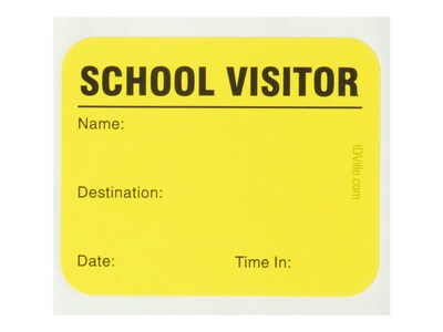 IDville Visitor Pass Sticker Name Tags/Labels, Bright Yellow, 225/Box (134678331)