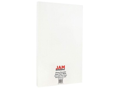 JAM Paper 32 lb. 2 Sided Glossy Paper, 8.5 x 14, White, 100 Sheets/Pack (236931270)