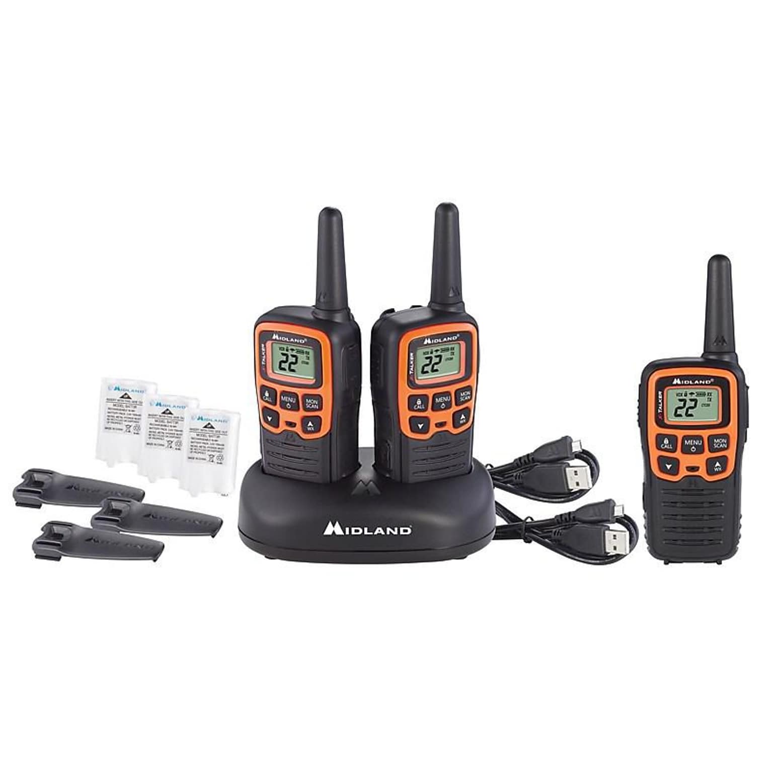 MIDLAND RADIO X-Talker Two-Way Radios, Black/Orange, 3/Pack (T51X3VP3)