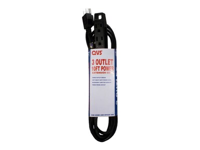 QVS 25' Extension Cord, 2-Outlet, 16 AWG, Black (PC3PX-25)