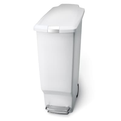 simplehuman Slim Step Trash Can, White Plastic, 10.5 Gal. (CW1362)