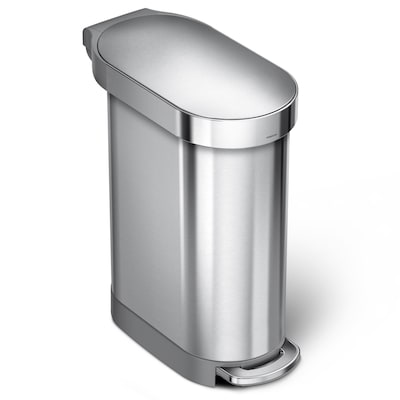 simplehuman 10 Liter / 2.6 Gallon Profile Open Trash Can, Brushed