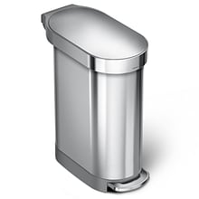 simplehuman Slim Step Trash Can, Brushed Stainless Steel, 12 Gal. (CW2044)