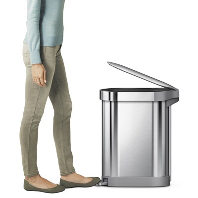 simplehuman 45L Slim Steel Step Trash Can White