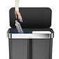 simplehuman 15.3 Gal dual compartment rectangular step trash can w/liner pocket, recycling trash can, black stainless steel
