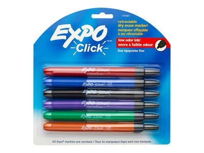 Expo Click Dry Erase Markers, Fine Tip, Assorted, 6/Pack (1751667)
