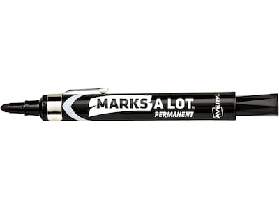 Avery Marks A Lot Tank Permanent Markers, Bullet Tip, Black, 12/Pack (24878)