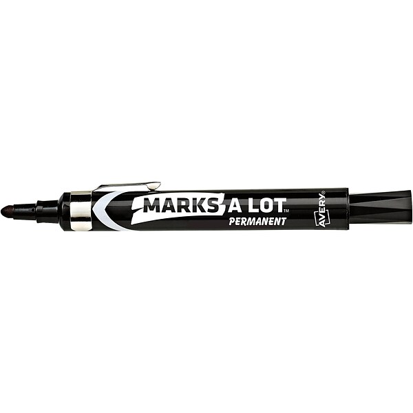 AVERY Marks-A-Lot Permanent Markers, Large Desk-Style Size, Chisel Tip,  Water and Wear Resistant, 12 Assorted Markers (24800)