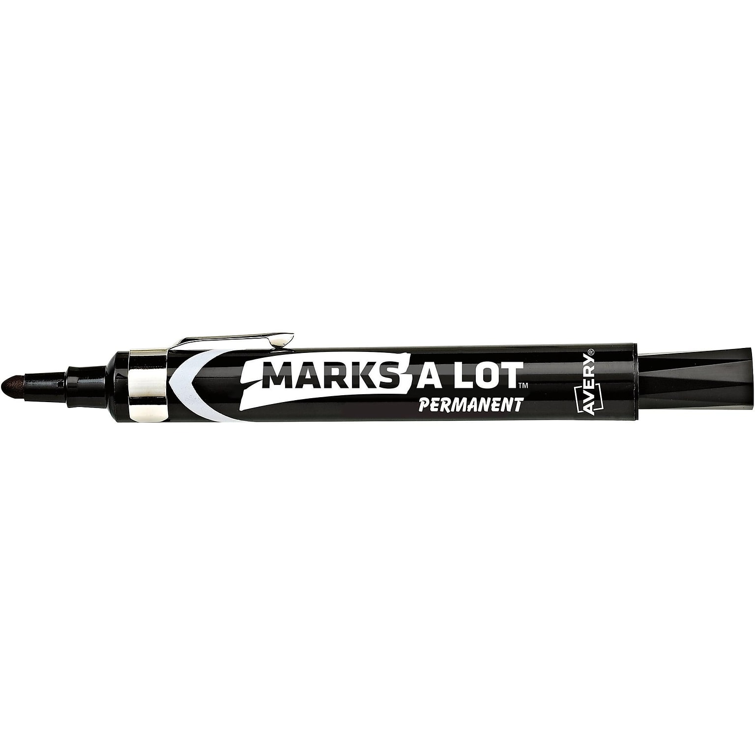 Avery Marks A Lot Tank Permanent Markers, Bullet Tip, Black, 12/Pack (24878)