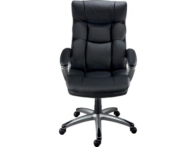 Quill Brand® Burlston Luxura Managers Chair, Luxura, Black, Seat: 18.1W x 17.9D, Back: 19.7W x 23.6H