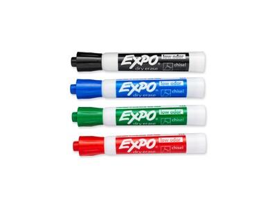 Expo Dry Erase Markers, Chisel Point, Assorted, 4/Pack (80074)