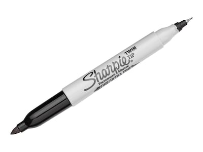 Sharpie Permanent Markers, Twin Tip, Black, 12/Pack (32001)