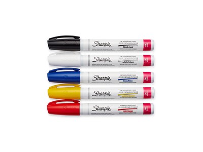 Sharpie Oil-Based Paint Markers, Medium Tip, Assorted, 5/Pack (34971PP)