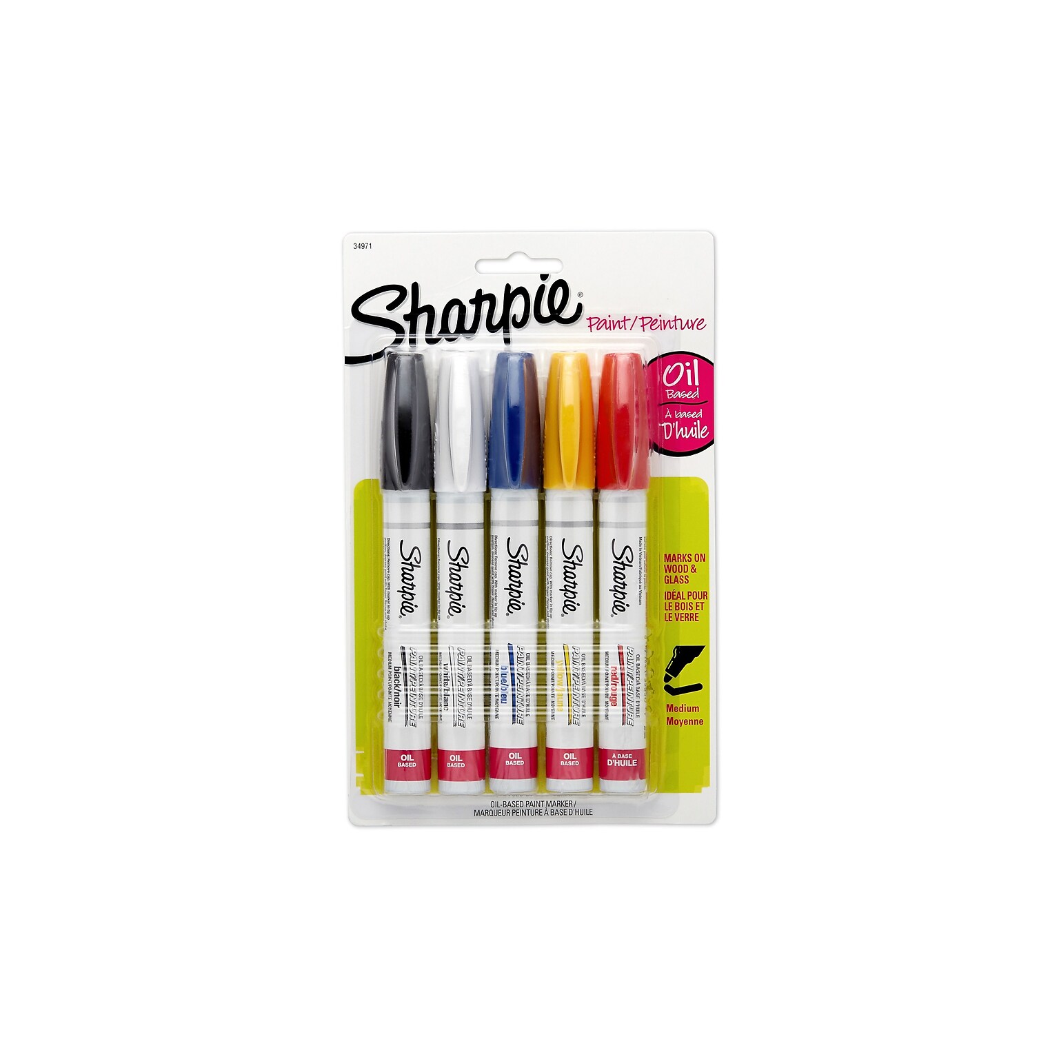 Sharpie Oil-Based Paint Markers, Medium Tip, Assorted, 5/Pack (34971PP)