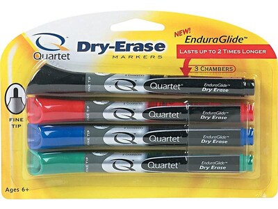 Quartet EnduraGlide Dry Erase Marker Chisel Tip Assorted Colors 12/Set