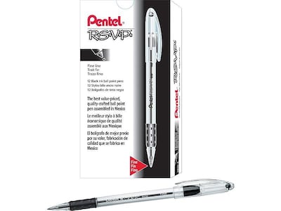 Pentel R.S.V.P. Ballpoint Pens, Medium Point, Blue - 12 pack