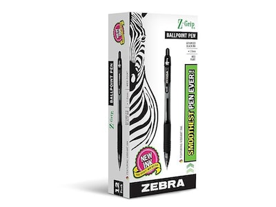 Zebra Z-Grip Retractable Ballpoint Pen, Medium Point, 1.0mm, Black Ink, Dozen (22210)