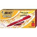 BIC Soft Feel Retractable Ballpoint Pens, Medium Point, Red Ink, 12/Pack (837399)