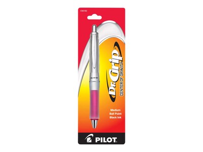 Pilot Dr. Grip Center of Gravity Retractable Ballpoint Pen, Medium Point, Black Ink, Pink Grip (36182)