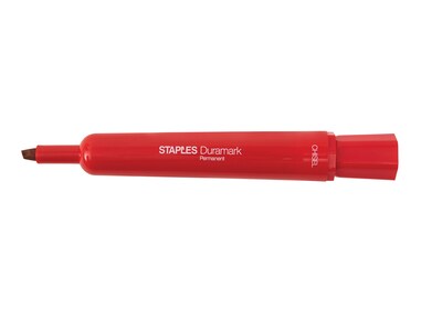 Staples DuraMark Permanent Markers, Medium Point, Red, 12/Pack (18892)