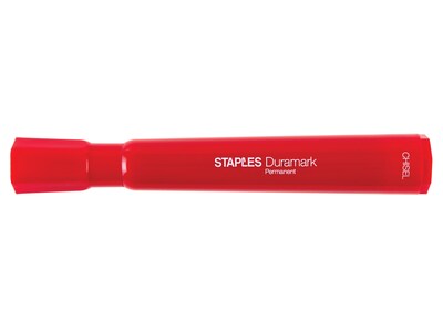 Staples DuraMark Permanent Markers, Medium Point, Red, 12/Pack (18892)
