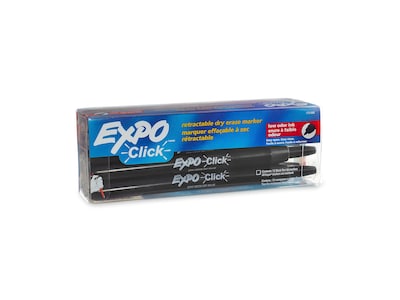 Expo Click Dry Erase Markers, Fine Tip, Black, 12/Pack (1751669)
