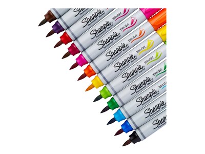 Sharpie Permanent Markers, Brush Tip, Assorted, 12/Pack (1810704)