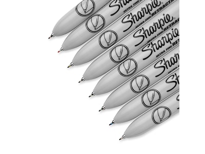 Sharpie Retractable Permanent Markers, Ultra-Fine Point, Assorted, Pack Of  8