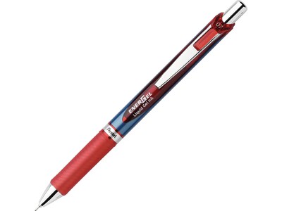 Pentel EnerGel RTX Retractable Gel Pens, Needle Tip Medium Point, Red Ink, 12/Pack (BLN77-B)